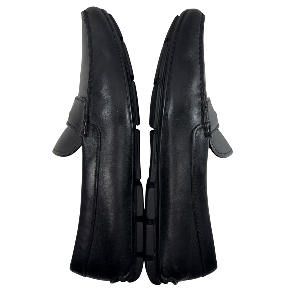 Prada Penny Loafers Driver Shoes Men's Size 8 Mens Black Leather Milano Logo - Picture 8 of 11